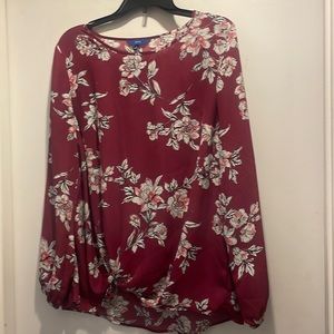 Long sleeve pink floral blouse